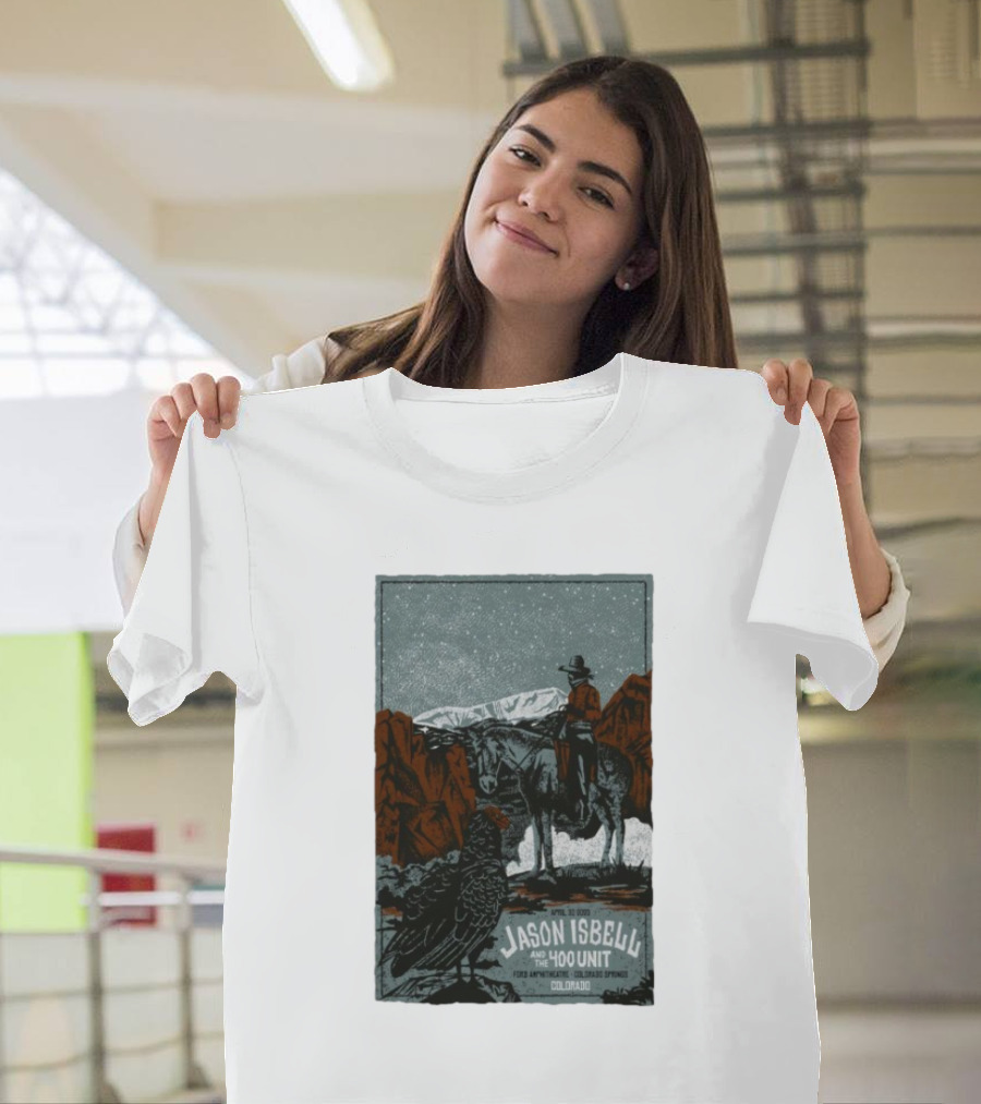Jason Isbell And The 400 Unit Cowboy and Eagle April 30 2025 Ford Amphitheater Colorado Springs T-Shirt