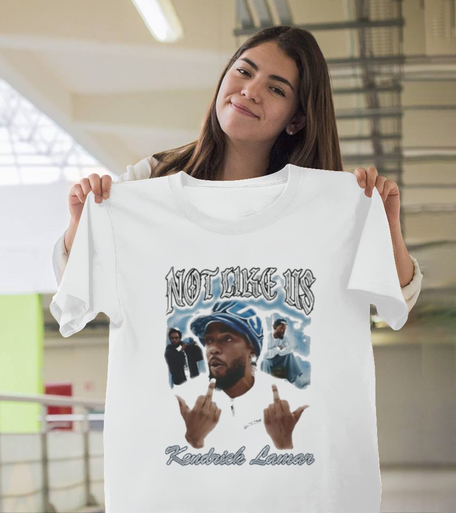 Not Like Us Kendrick Lamar Middle Finger Pose Blue Cap T-Shirt