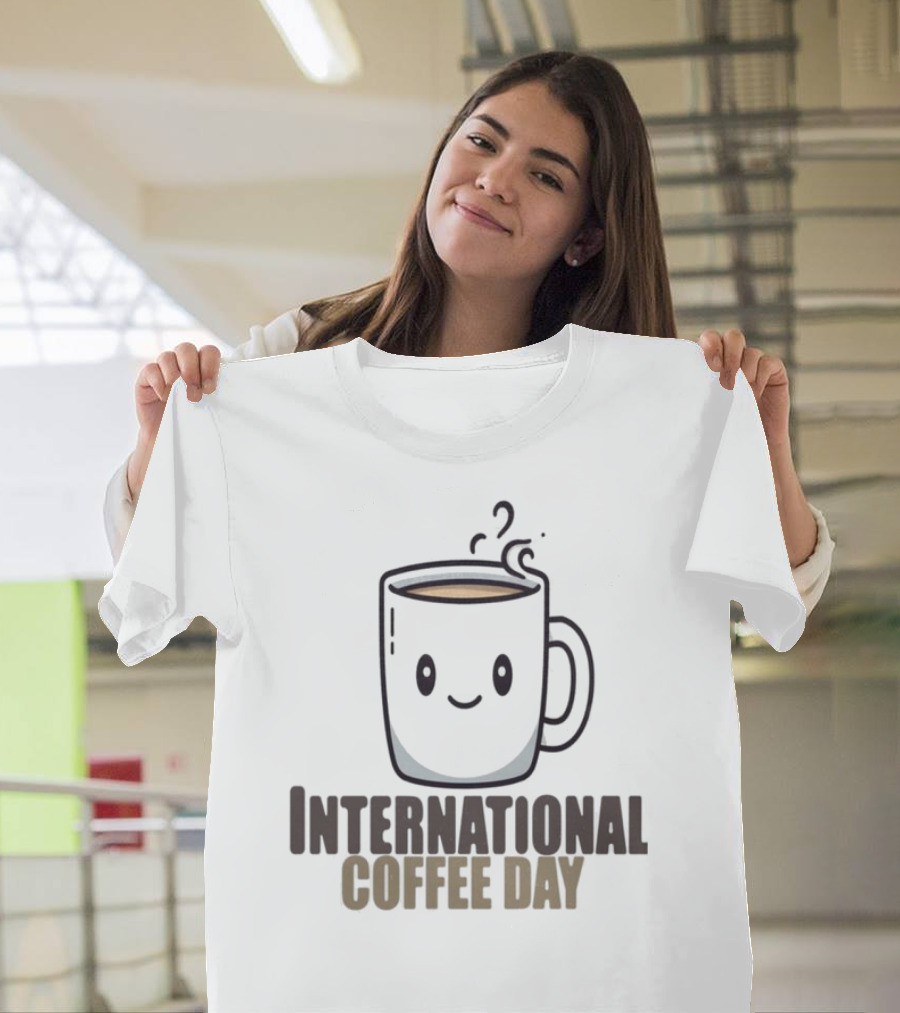 International Coffee Day Smiling Graphic T-Shirt