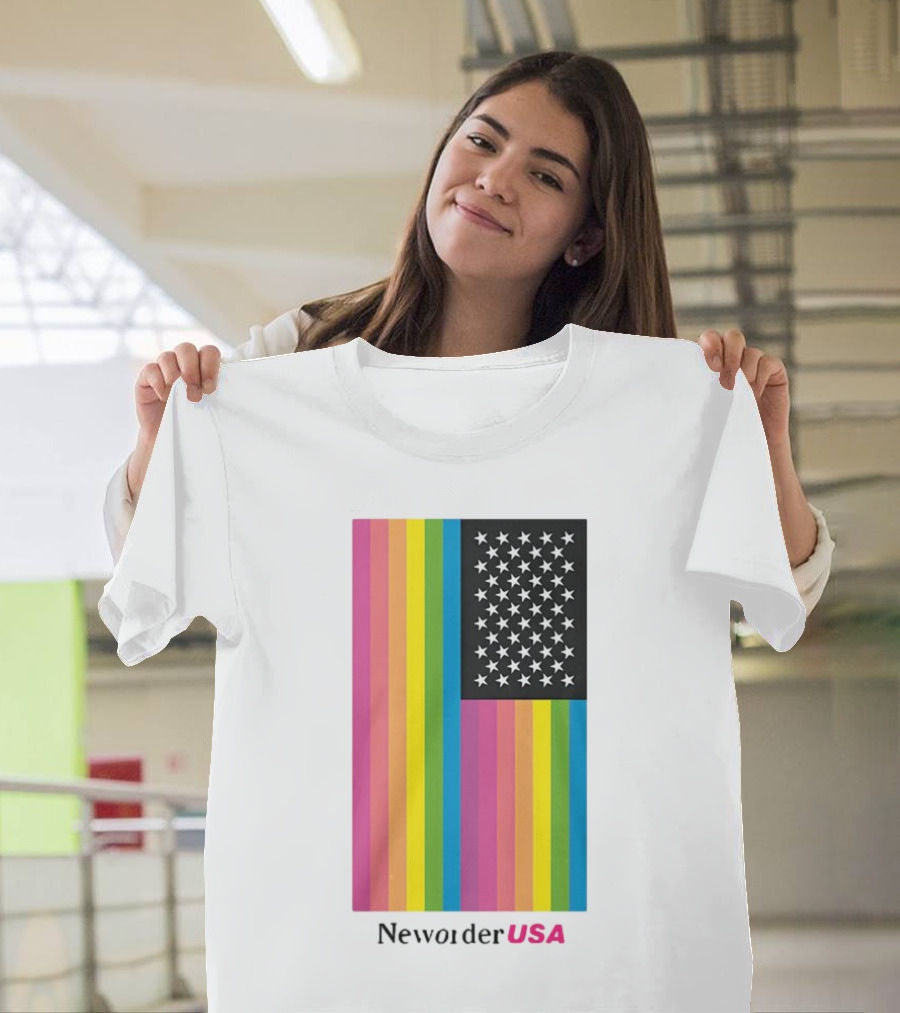 New Order USA Rainbow Flag Stars T-Shirt