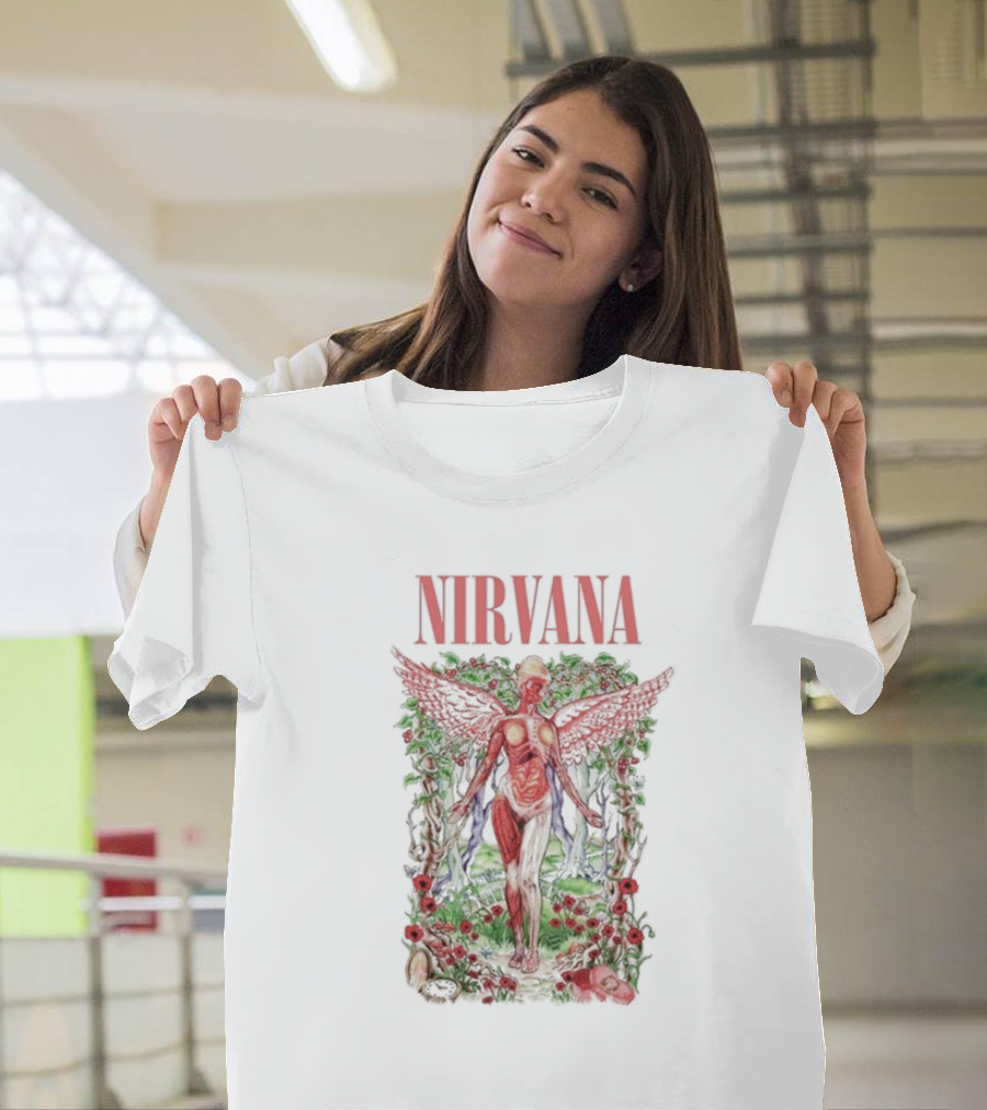 Nirvana In Utero Angel with Red Wings Amidst Wilderness T-Shirt