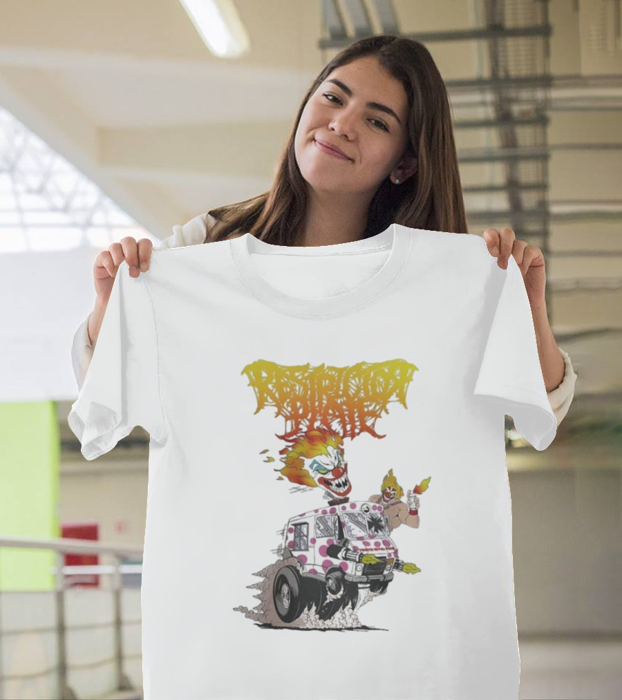Restrictor Plate Twisted Metal Tour 2025 Flaming Clown Ice Cream Truck Explosion T-Shirt