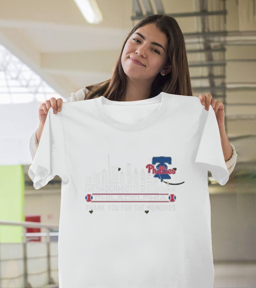 Philadelphia Phillies Carlton Schmidt Rollins 2025 Skyline Thank You For The Memories T-Shirt