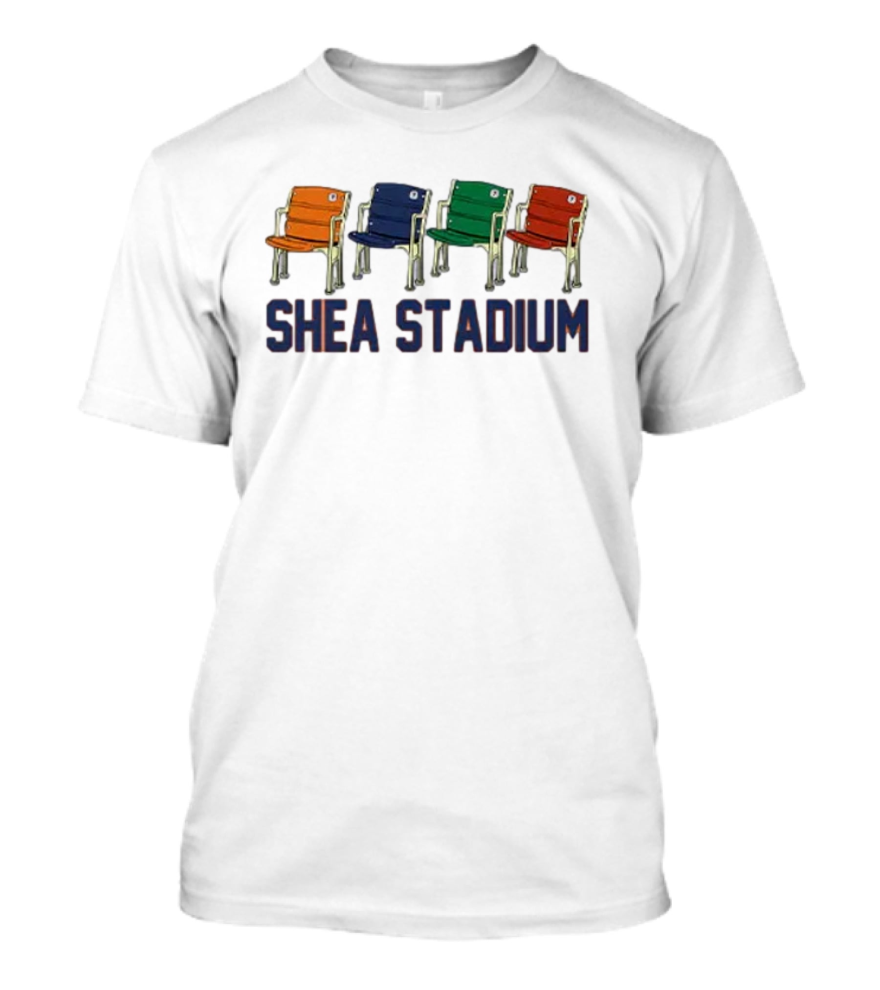 Shea Stadium Vintage Seats Orange Blue Green Red T-Shirt