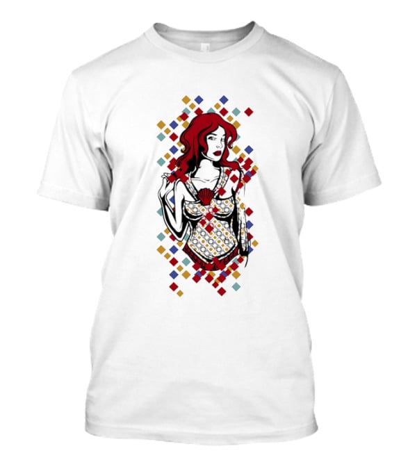 Redhead Warrior Sexy Girl Colorful Abstract Design T-Shirt