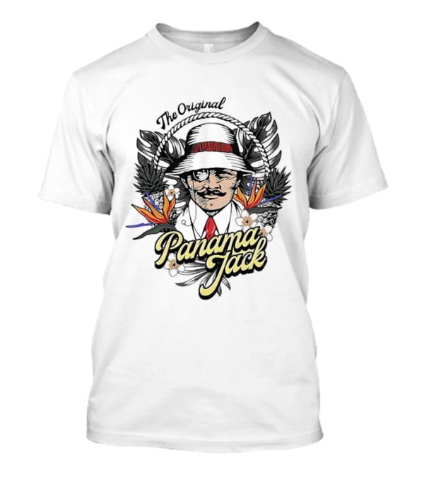 The Original Panama Jack Tropical Floral Mustache Hat T-Shirt