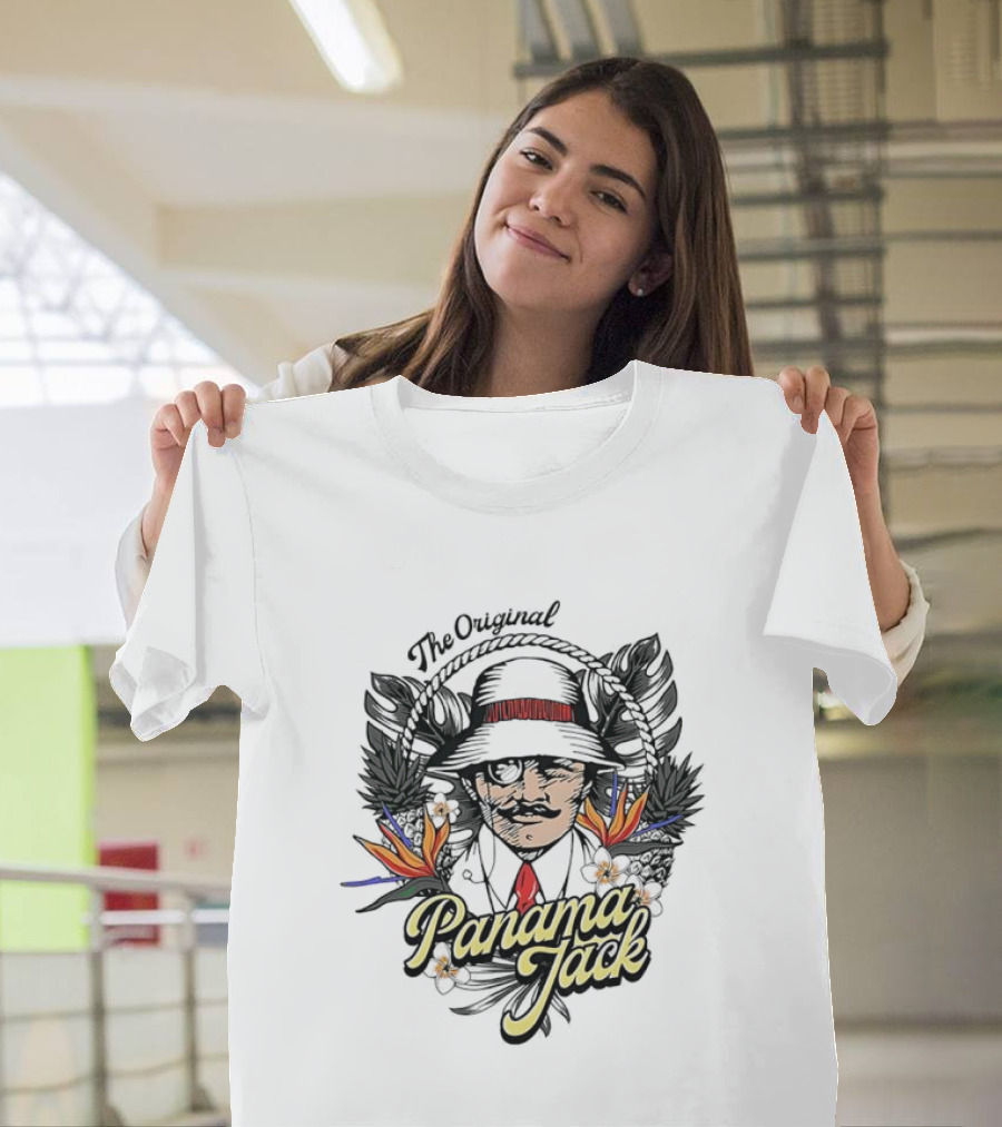 The Original Panama Jack Tropical Floral Mustache Hat T-Shirt