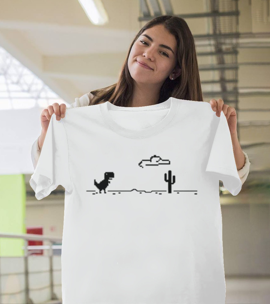 Upminaa Rex Dino Cactus Offline Dinosaur Pixel Art Pajamas T-Shirt