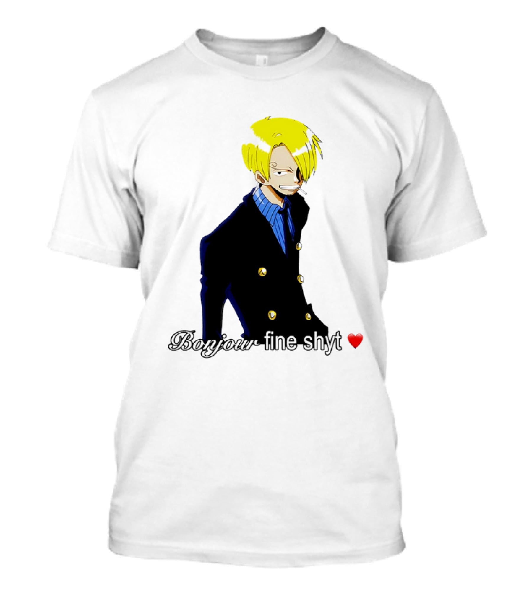 Vinsmoke Sanji Bonjour Fine Shyt Cartoon Character Heart Icon T-Shirt