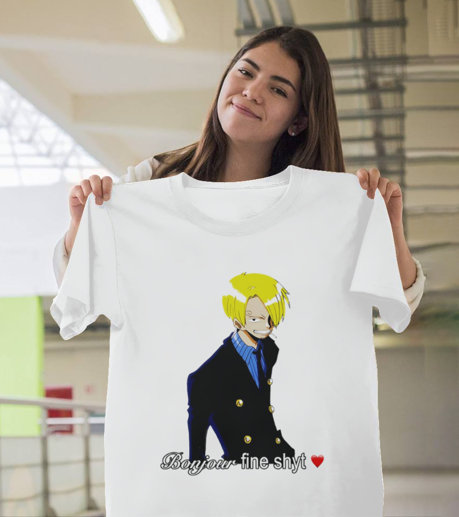 Vinsmoke Sanji Bonjour Fine Shyt Cartoon Character Heart Icon T-Shirt