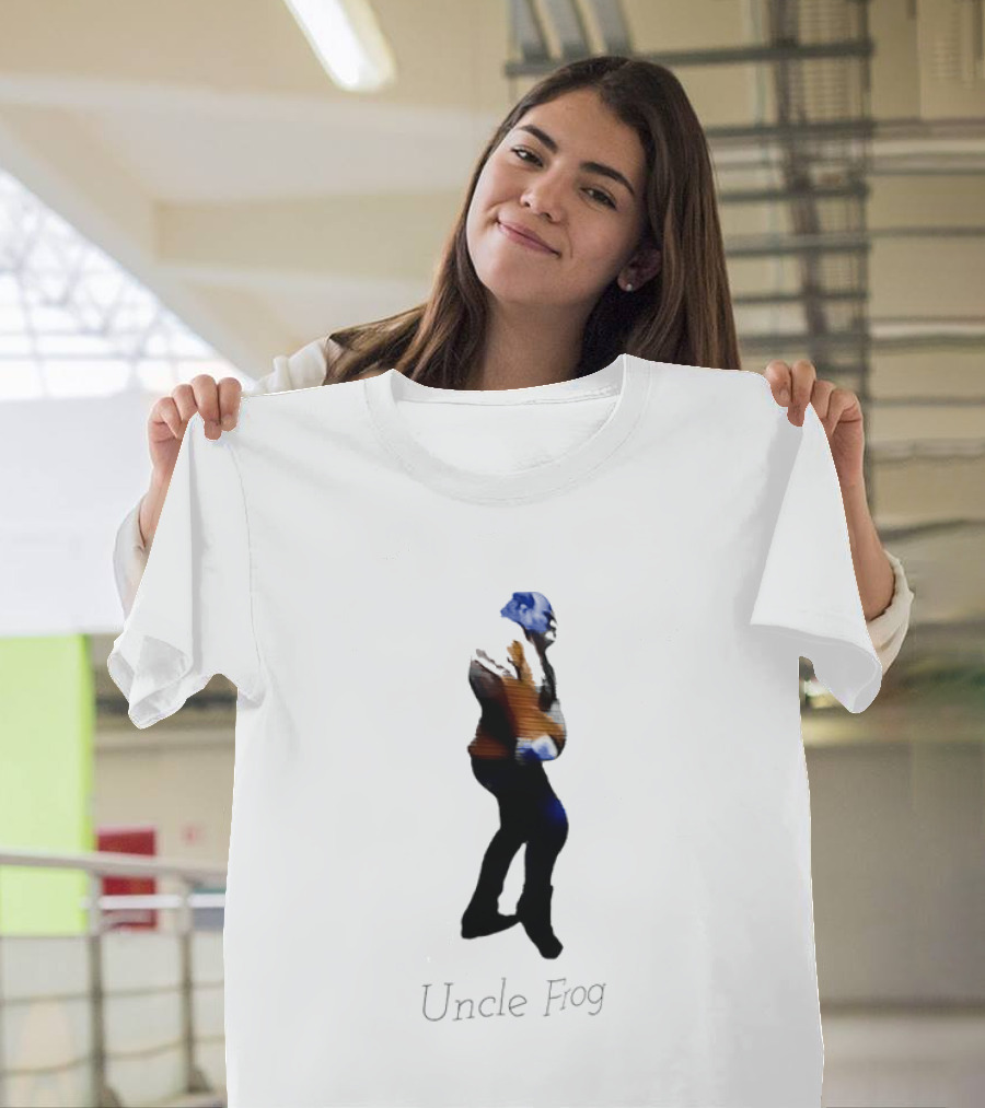 Uncle Frog Vibrant Blue And Orange Silhouette T-Shirt