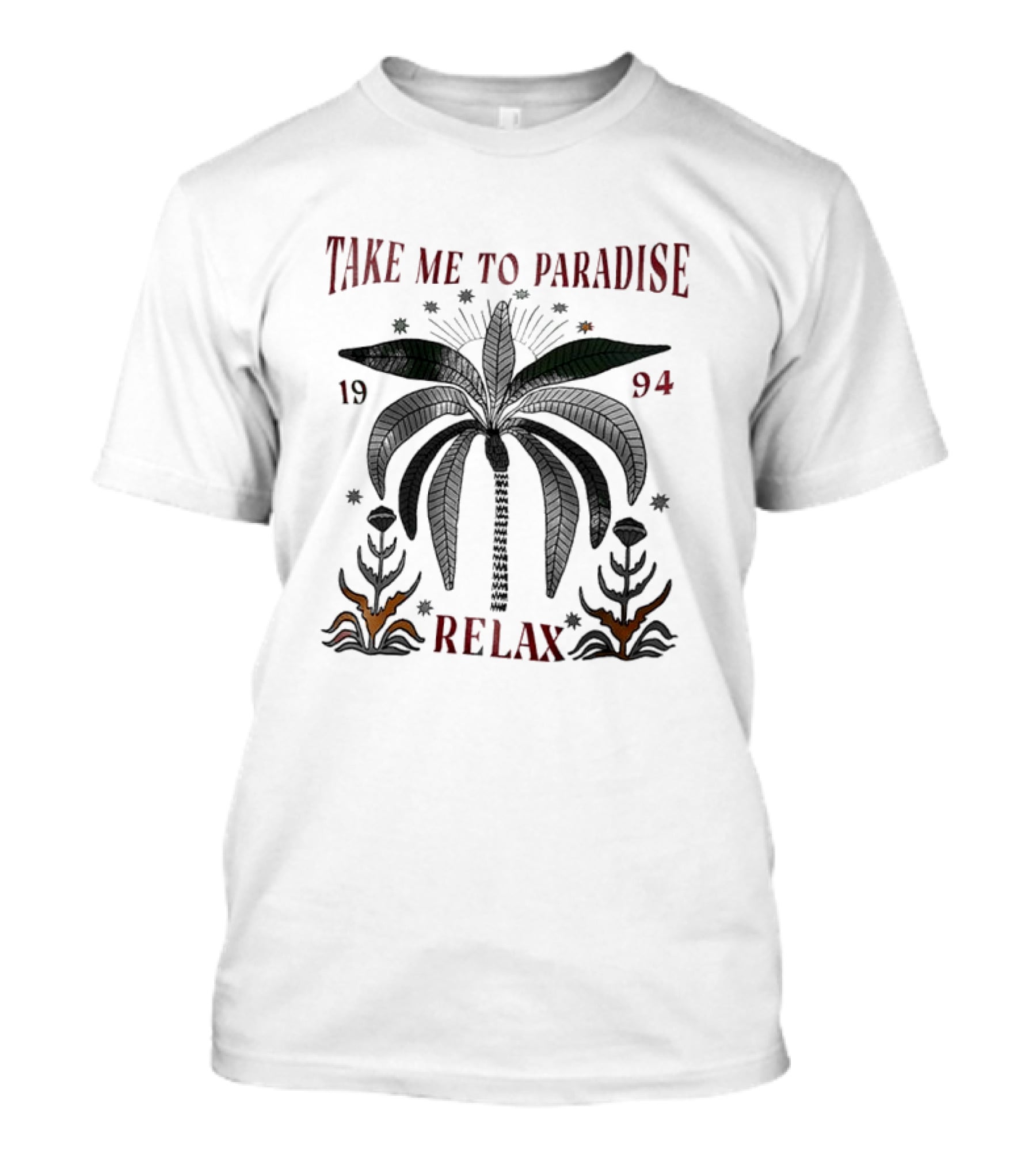 Take ME To Paradise Relax 1994 Palm Leaves And Stars T-Shirt