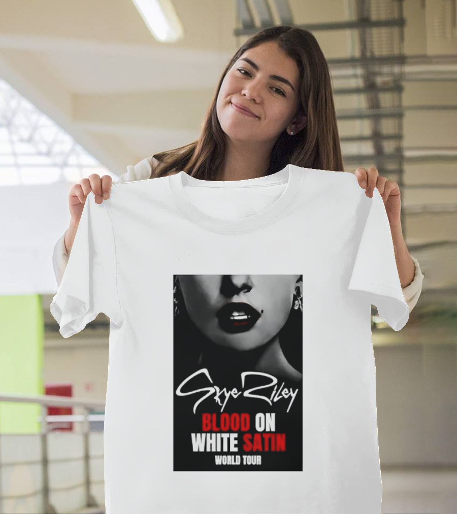 Blood Satin Skye Riley World Tour Lush Red Lips Shadowed Face T-Shirt