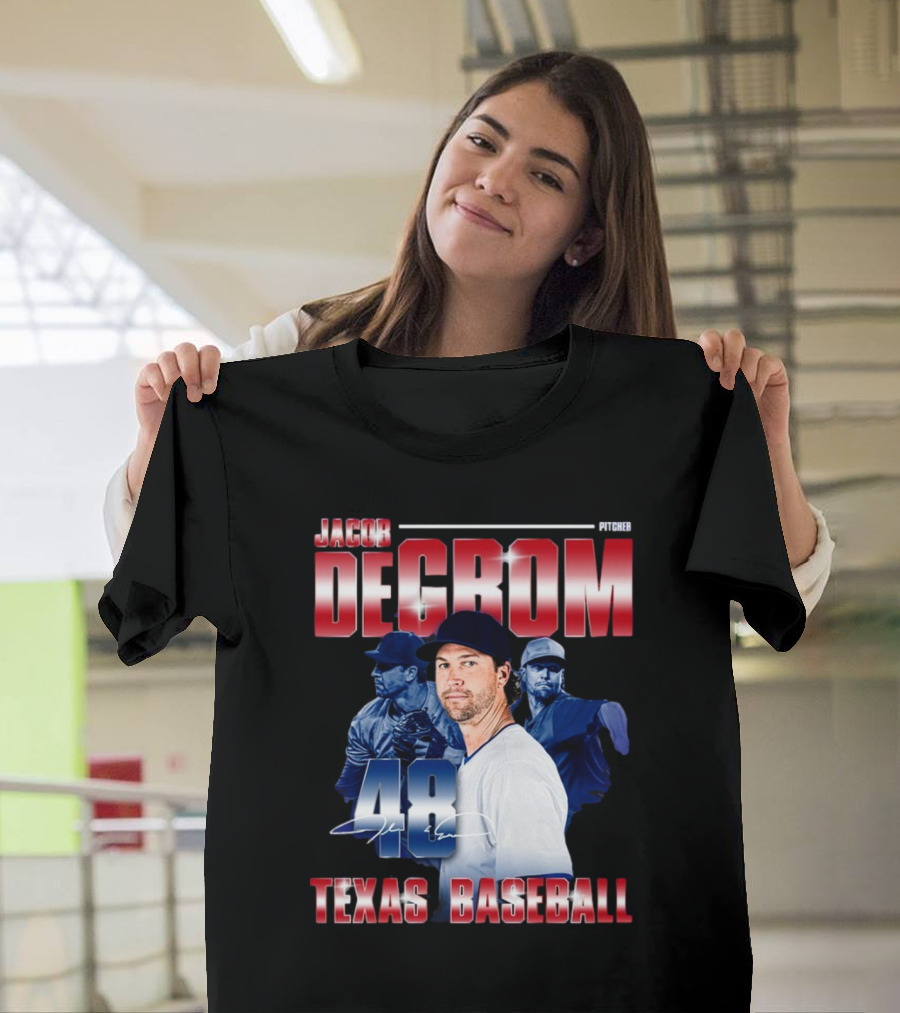 Jacob deGrom Texas Baseball 48 Retro 90’s MLBPA T-Shirt