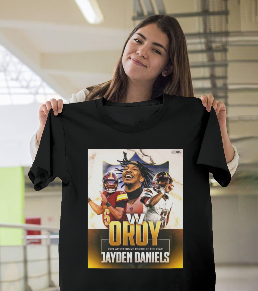 Jayden Daniels 2024 AP OROY Offensive Rookie of the Year Washington Commanders NFL on FOX T-Shirt