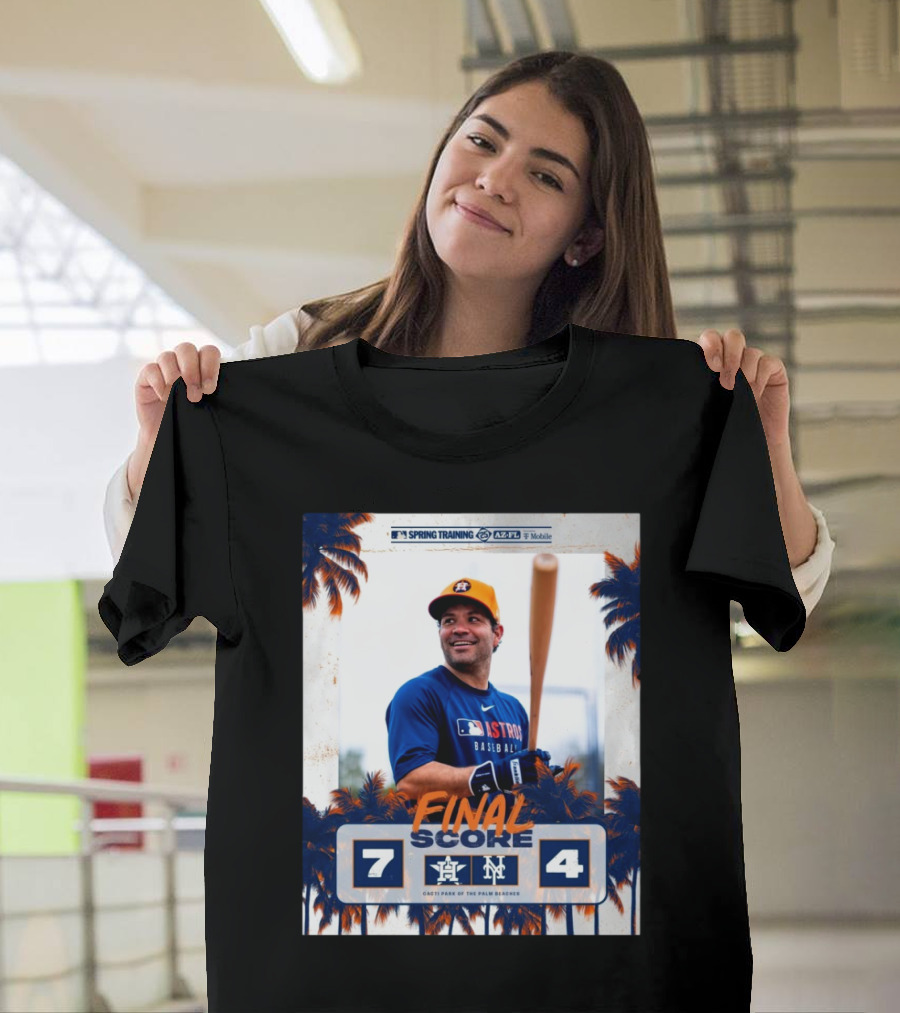 Spring Training Jose Altuve Houston Astros vs New York Mets Final Score Cacti Park Palm Beaches 7-4 T-Shirt