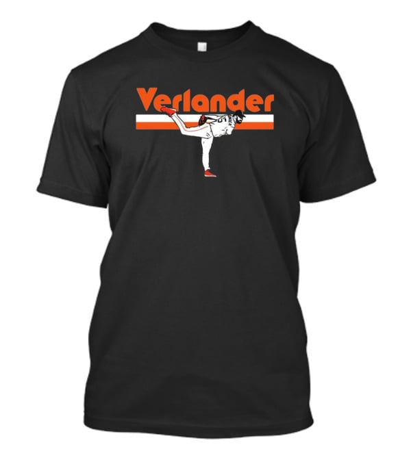 Verlander Pitcher Pose San Francisco 35 Orange White Baseball T-Shirt