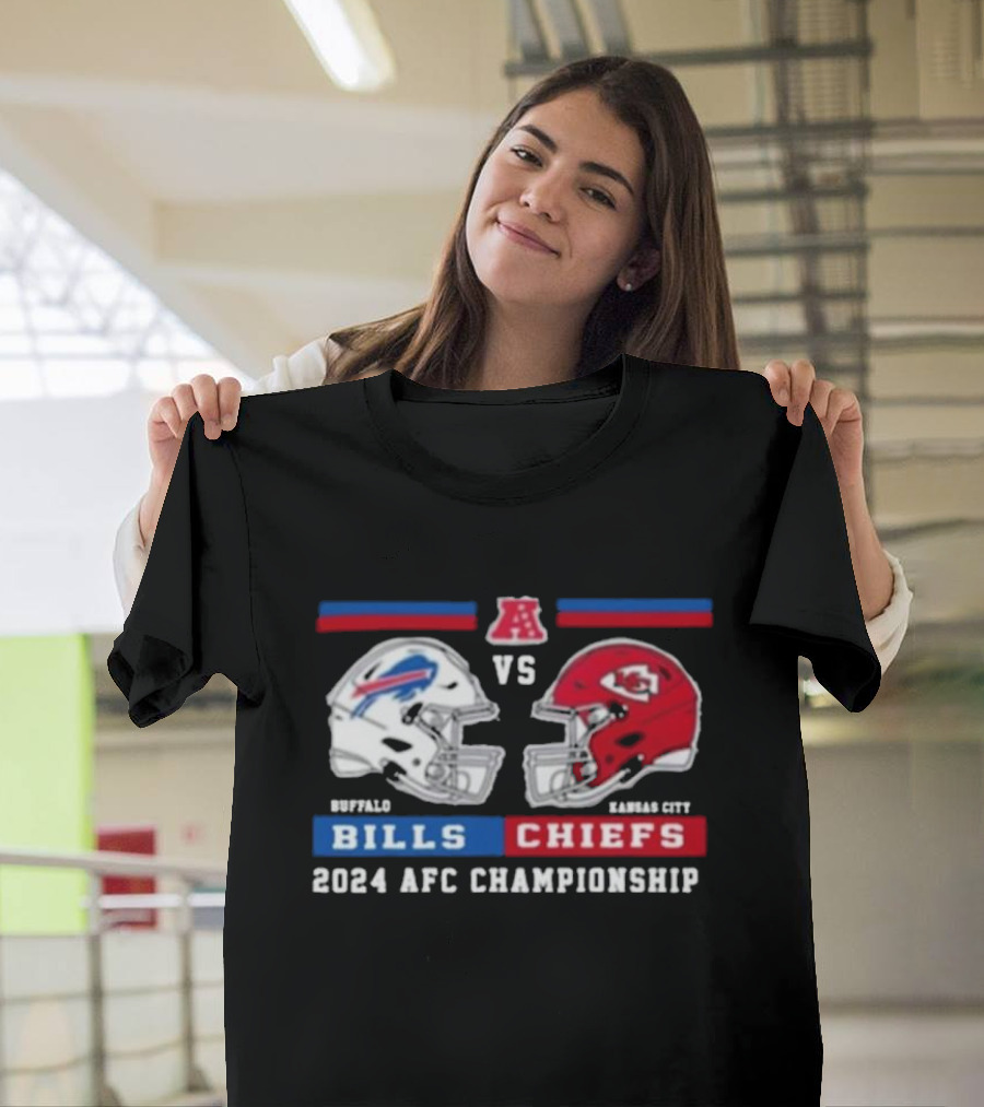 Buffalo Bills vs Kansas City Chiefs 2024 AFC Championship Helmets T-Shirt