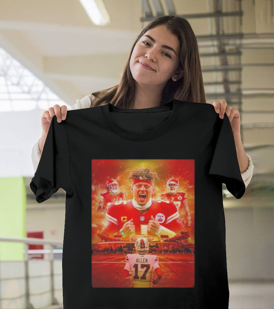 Kansas City Chiefs AFC Champions Mahomes vs Allen Stadium Showdown T-Shirt