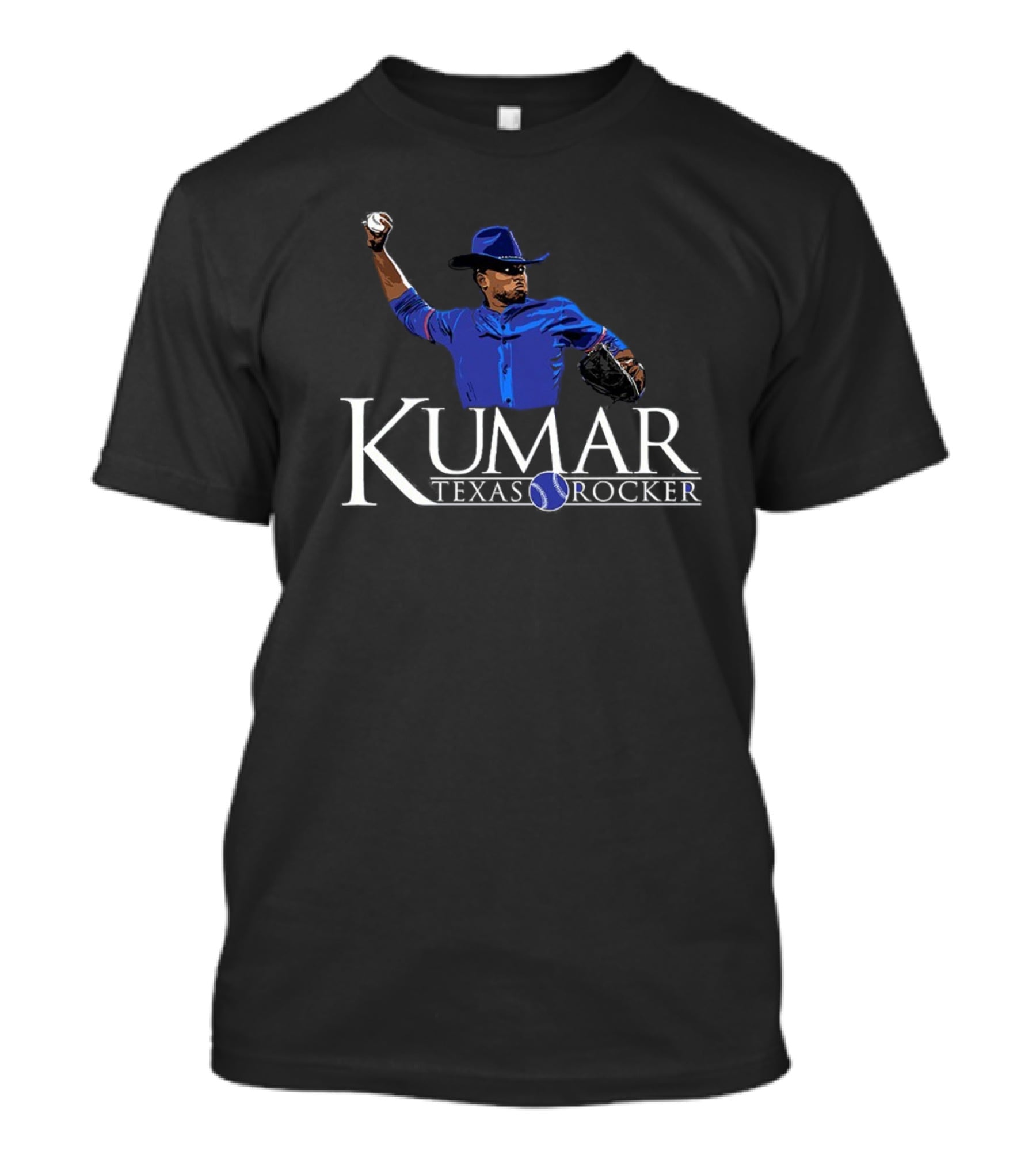 Kumar Texas Rocker Baseball Pitcher Cowboy Hat T-Shirt