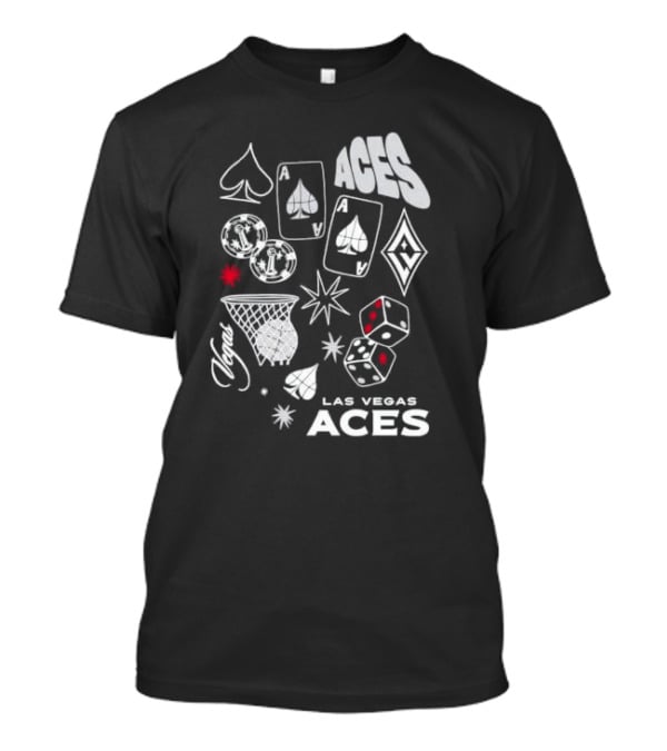 Las Vegas Aces Playing Cards Dice Basketball Hoop Casino Elements T-Shirt