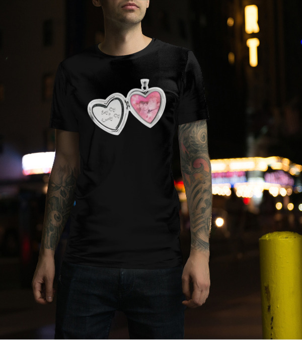 Every Day Laundry Day Heart Locket Pink Photo Charm T-Shirt