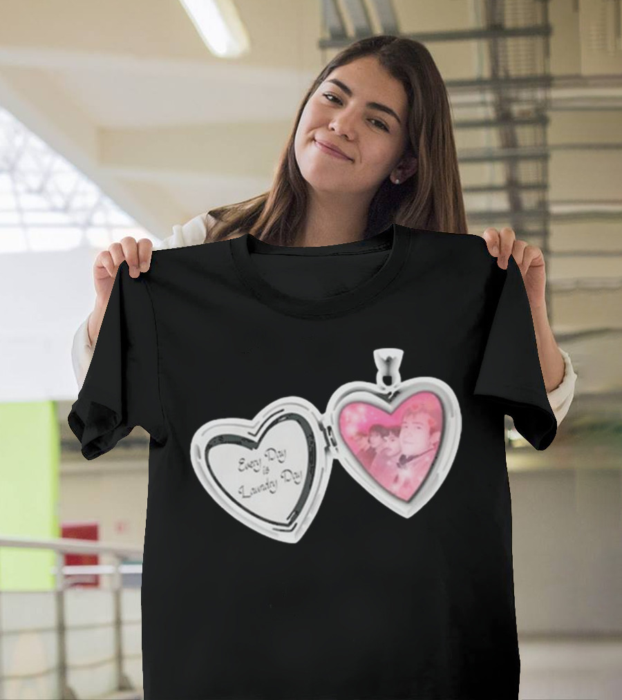 Every Day Laundry Day Heart Locket Pink Photo Charm T-Shirt