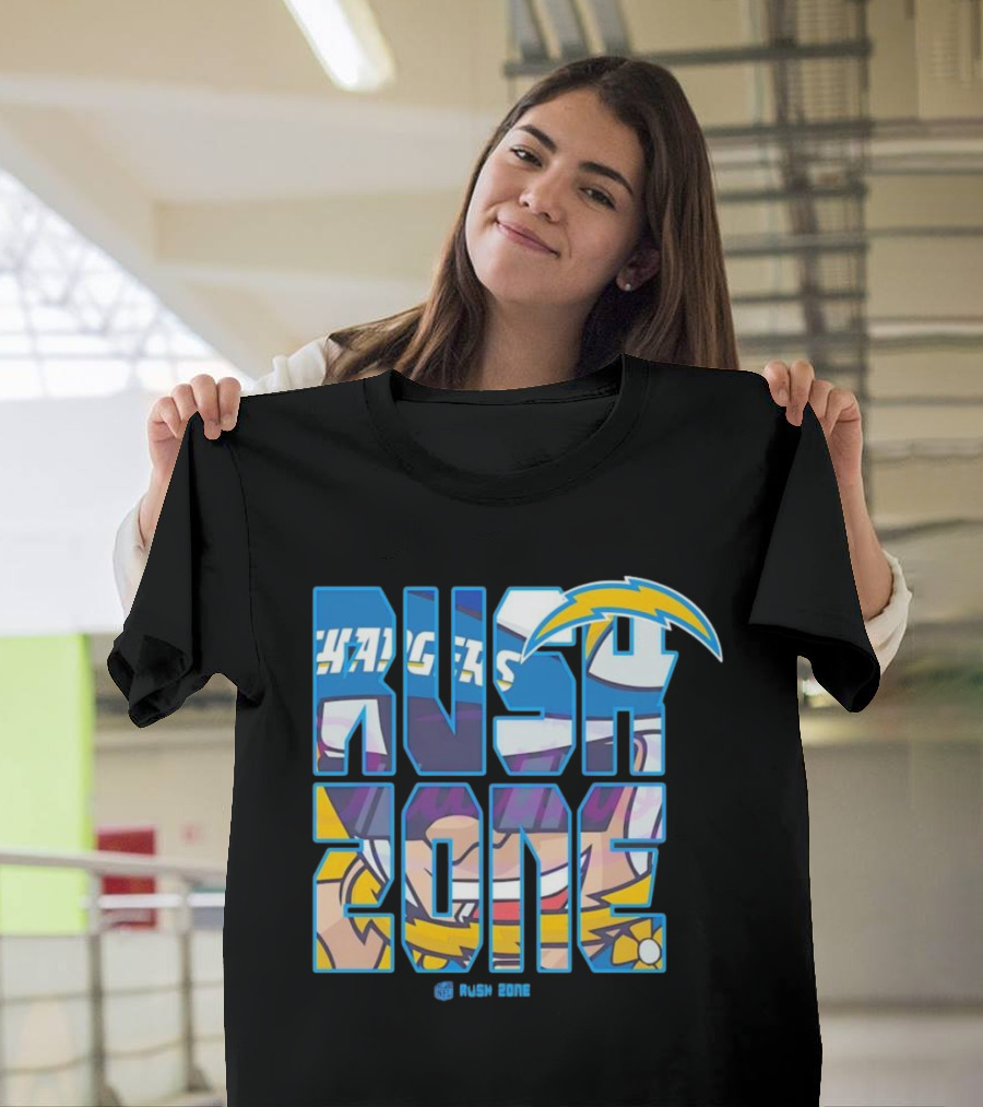 Los Angeles Chargers Rush Zone Cartoon Football T-Shirt