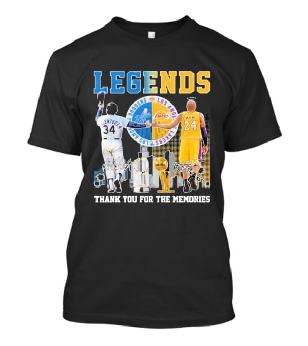 Los Angeles Legends Dodgers Valenzuela Lakers Bryant Thank You For The Memories T-Shirt