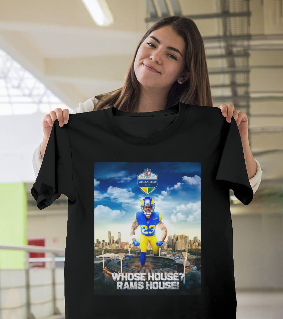 Los Angeles Rams Kyren Williams Whose House Rams House NFL 2026 Melbourne Game T-Shirt