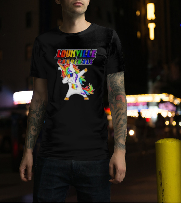 Louisville Cardinals Rainbow Unicorn Dabbing LGBT Pride T-Shirt