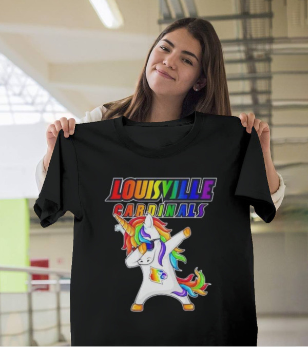 Louisville Cardinals Rainbow Unicorn Dabbing LGBT Pride T-Shirt