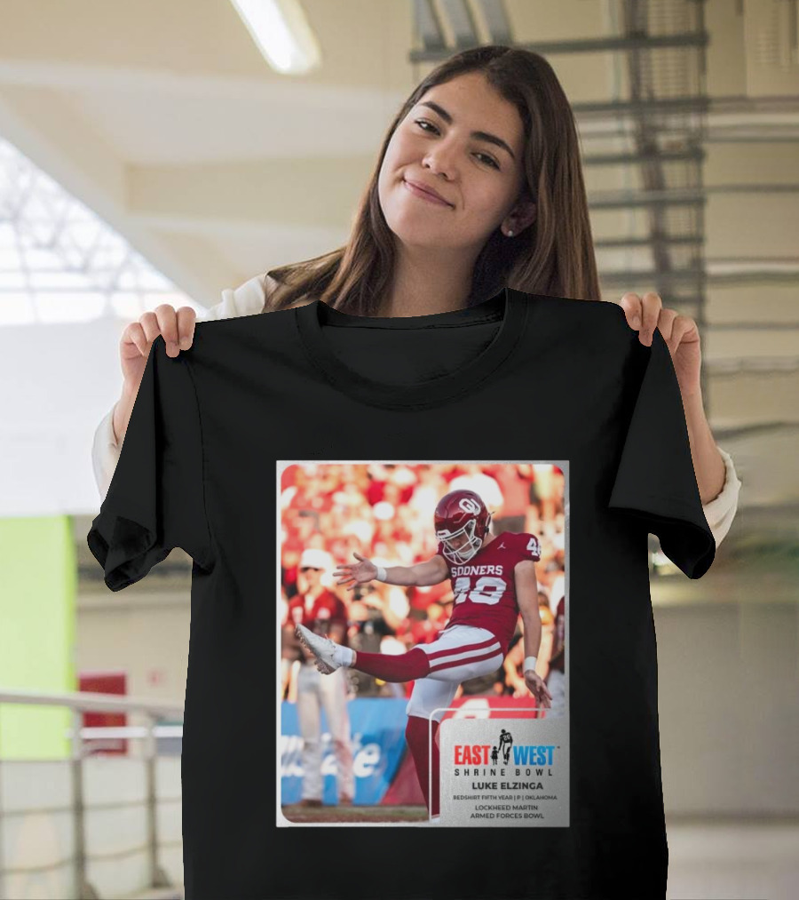 Luke Elzinga Oklahoma Sooners Redshirt Fifth Year P East West Shrine Bowl Lockheed Martin Armed Forces Bowl T-Shirt