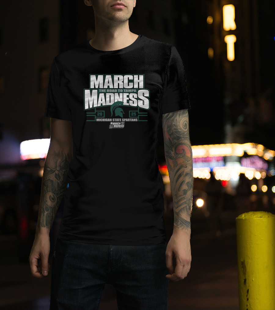 March Madness The Road To Tampa 2025 Michigan State Spartans NCAA Women's Basketball Tournament T-Shirt