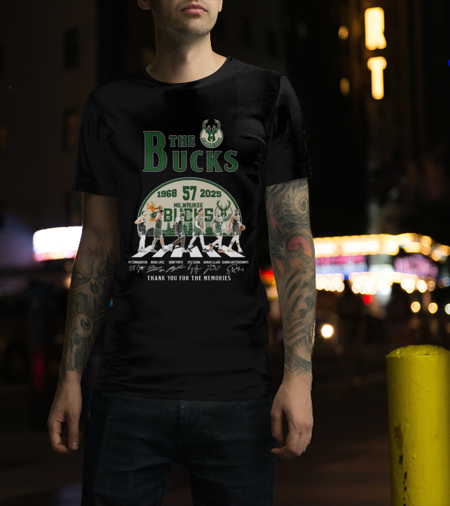 Milwaukee Bucks 57 Years 1968-2025 Thank You For The Memories T-Shirt