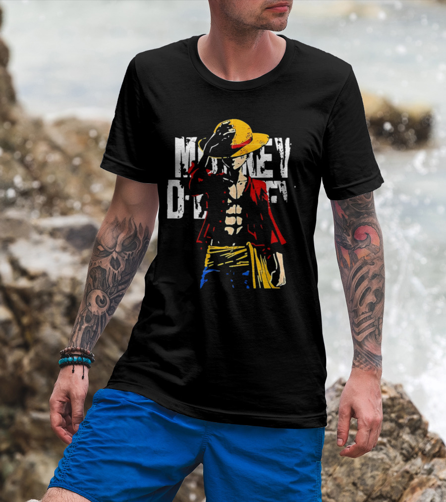 Monkey D Luffy One Piece Anime Character Iconic Straw Hat Pirate Outfit T-Shirt
