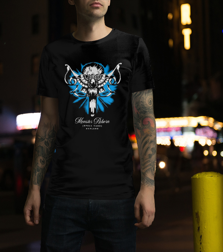 Monster Reborn Spell Card Hypland Blue Winged Design T-Shirt