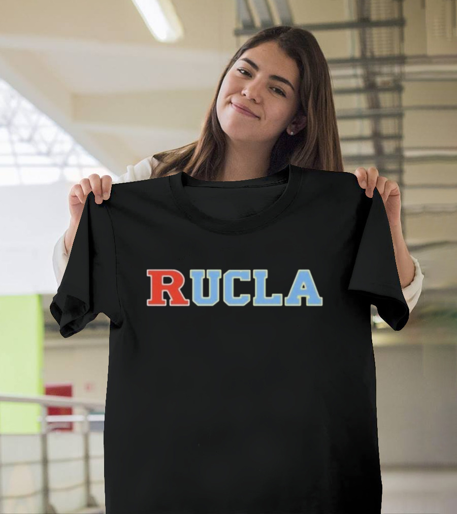 RUCLA Red Blue Varsity-Style Bold Text T-Shirt