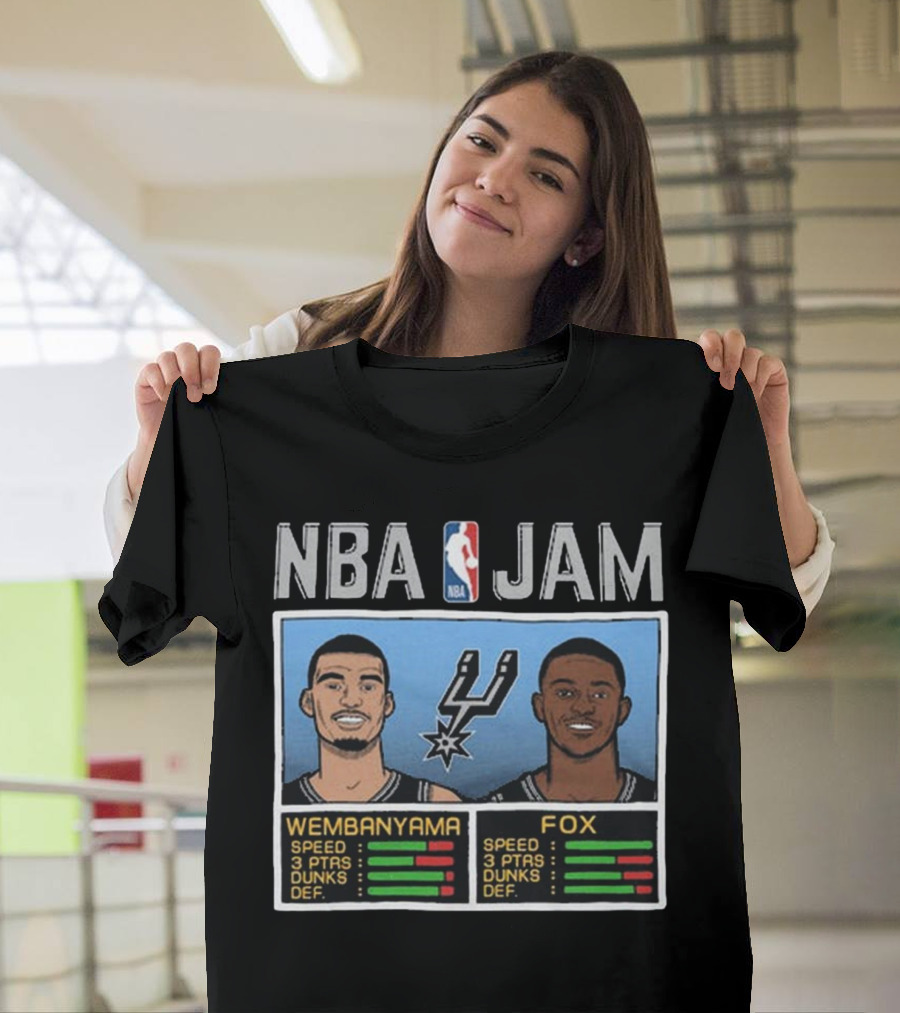 NBA Jam Wembanyama Fox Spurs Stats T-Shirt