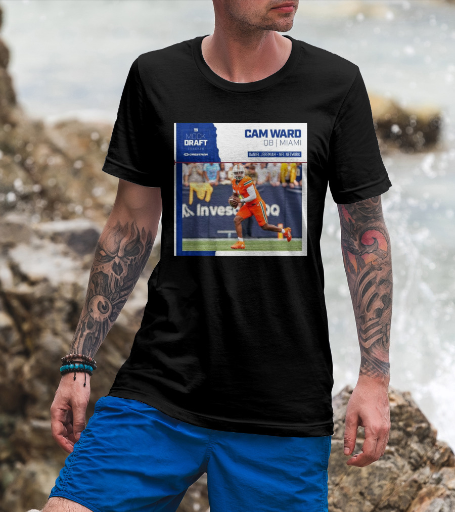 New York Giants Mock Draft Tracker Cam Ward QB Miami Daniel Jeremiah NFL Network T-Shirt