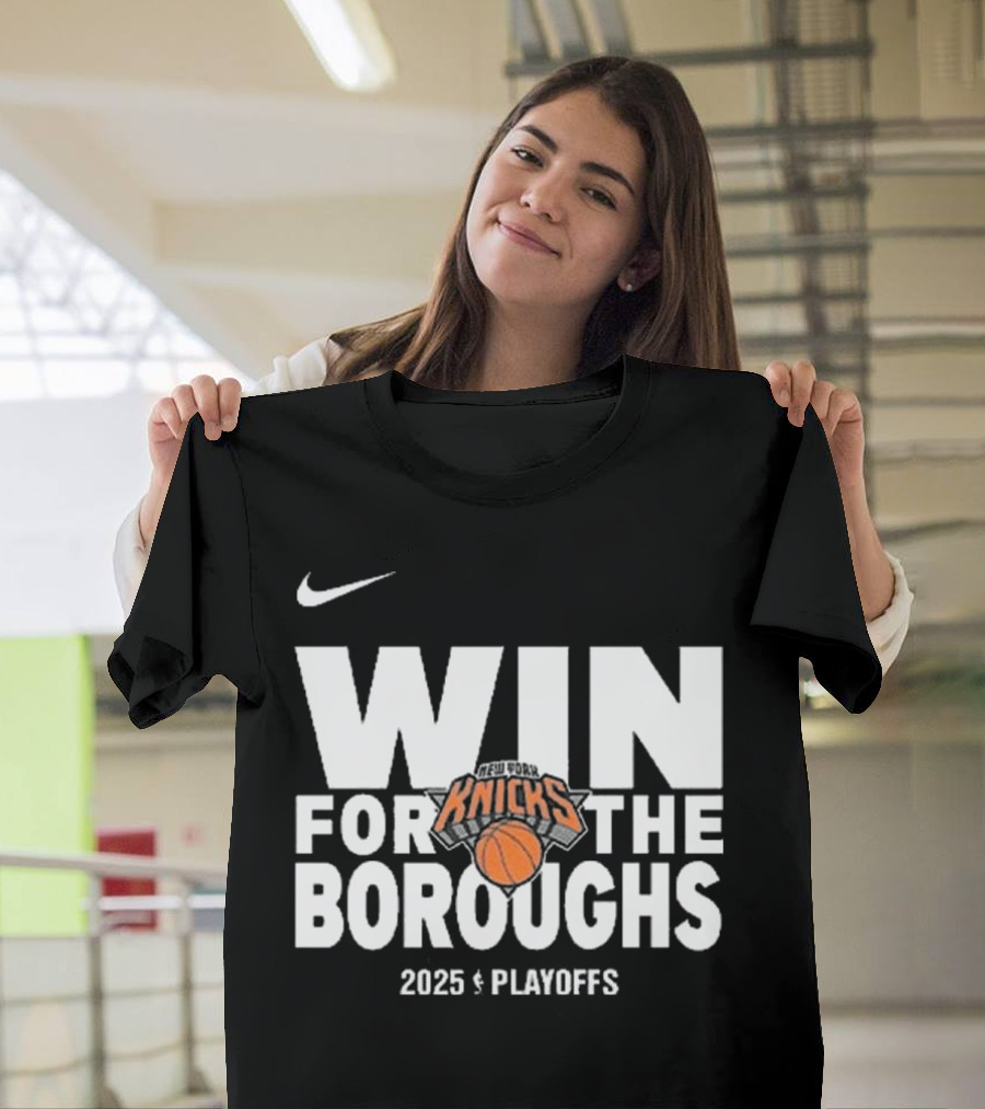 Nike New York Knicks Win For The Boroughs 2025 Playoffs T-Shirt