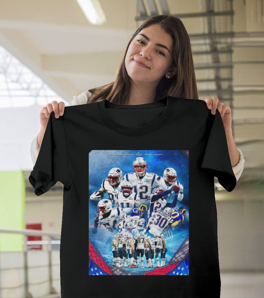New England Patriots 13 Los Angeles Rams 3 Super Bowl LIII Champions Number 6 T-Shirt