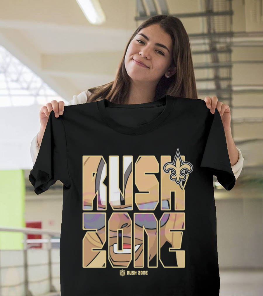 New Orleans Saints Rush Zone NFL Cartoon Fleur-de-Lis T-Shirt