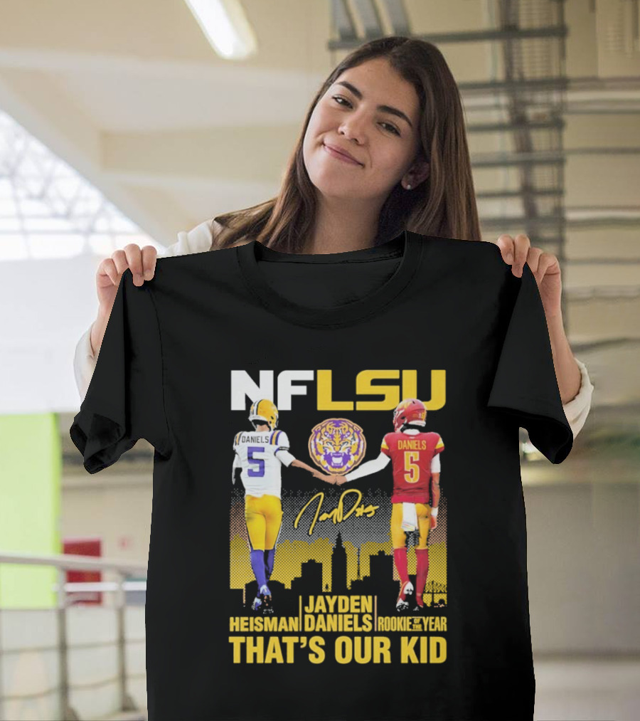 NFLSU Jayden Daniels That's Our Kid Quarterback Tiger Symbol T-Shirt