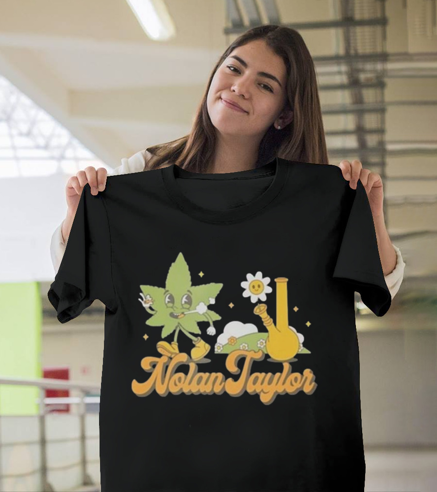 Nolan Taylor 420 Leaf and Bong with Happy Flower T-Shirt