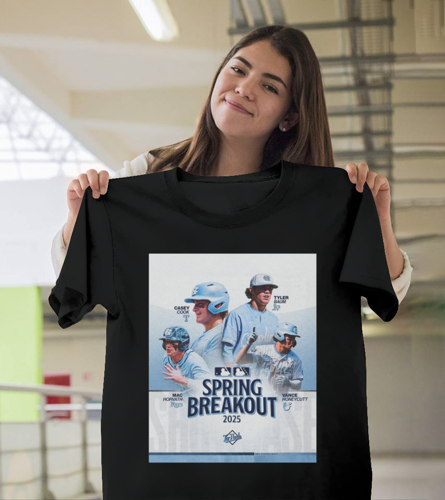 North Carolina Tar Heels Baseball Spring Breakout 2025 Casey Cook Tyler Baum Mac Horvath Vance Honeycutt MLB T-Shirt