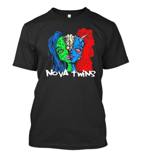 Nova Twins Monster Head Blue Green Red Hair Two-Faced Artwork T-Shirt