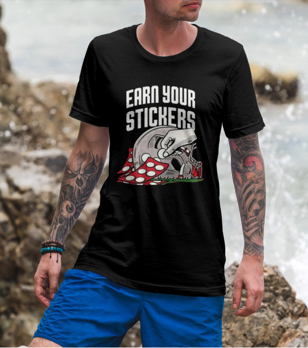 Ohio State Earn Your Stickers Helmet And Hand Adding Decals T-Shirt