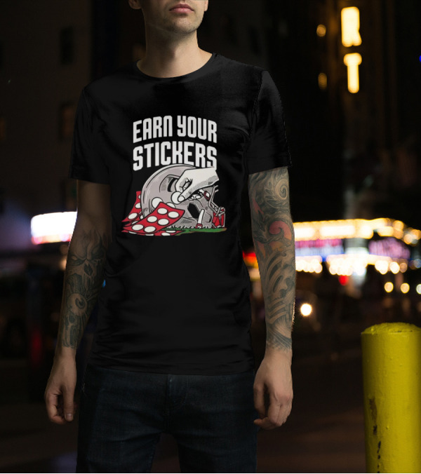 Ohio State Earn Your Stickers Helmet And Hand Adding Decals T-Shirt