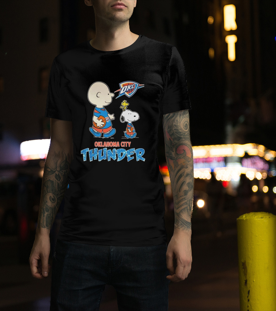 Oklahoma City Thunder Peanuts Snoopy 2025 OKC Basketball Woodstock T-Shirt